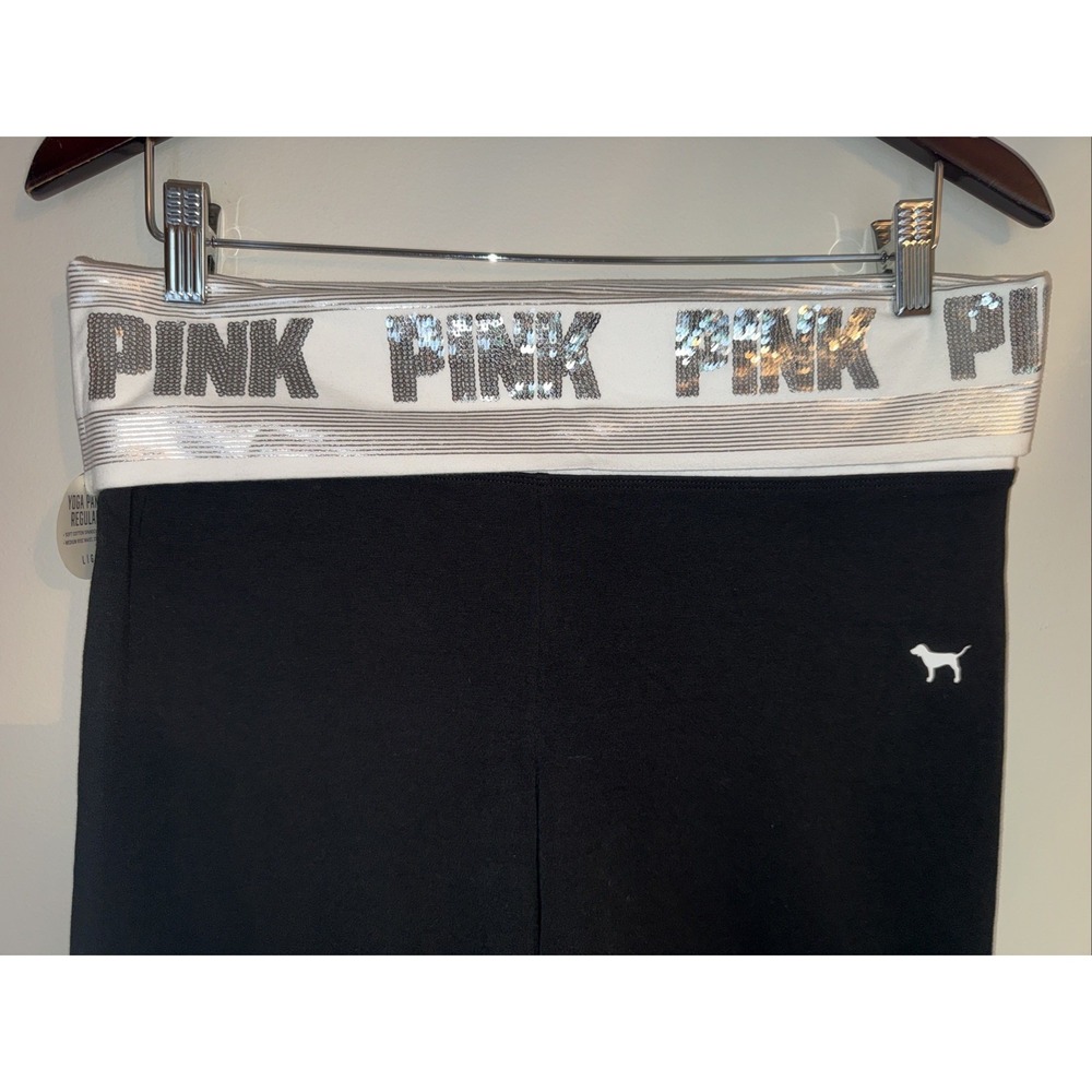 NWT 2016 Victoria's Secret PINK Bling Foldover Flare Leggings Yoga Pants SZ L